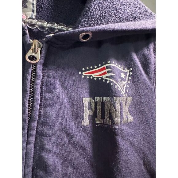 VS pink xNFl new england patriots zip up hooded sweatshirt- hoodie bling patrio - Picture 4 of 5
